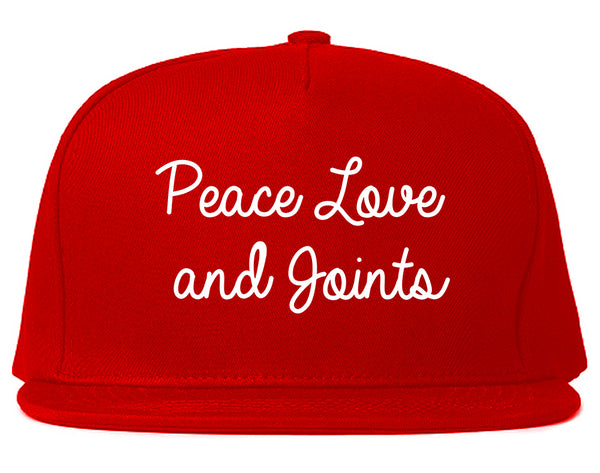 Peace Love Joints Weed 420 Snapback Hat Red