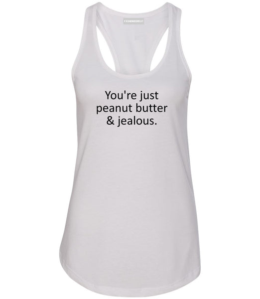 Peanut Butter Jealous Food White Womens Racerback Tank Top