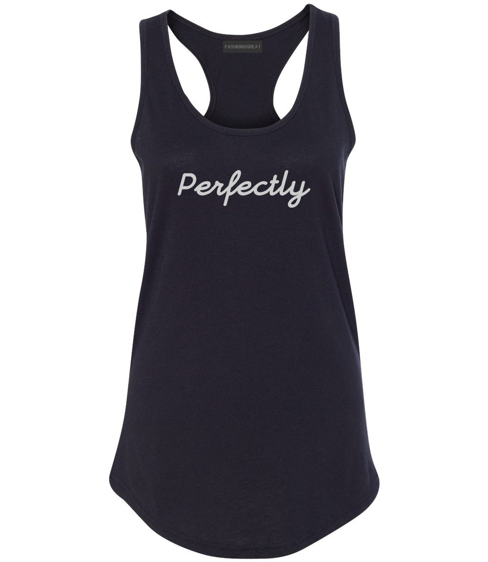 Perfectly Script Chest Womens Racerback Tank Top Black