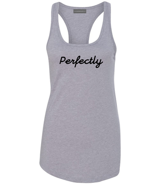 Perfectly Script Chest Womens Racerback Tank Top Grey