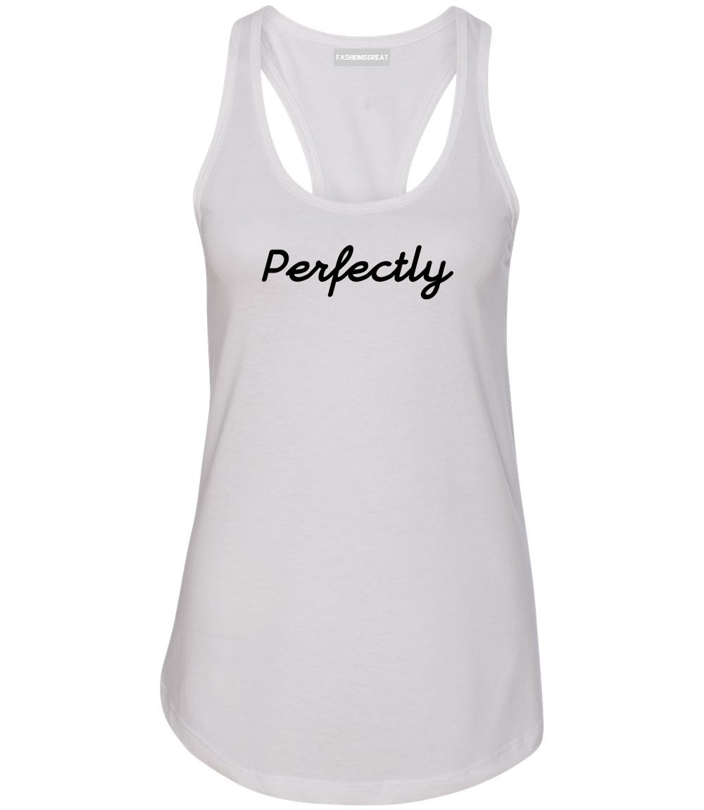 Perfectly Script Chest Womens Racerback Tank Top White