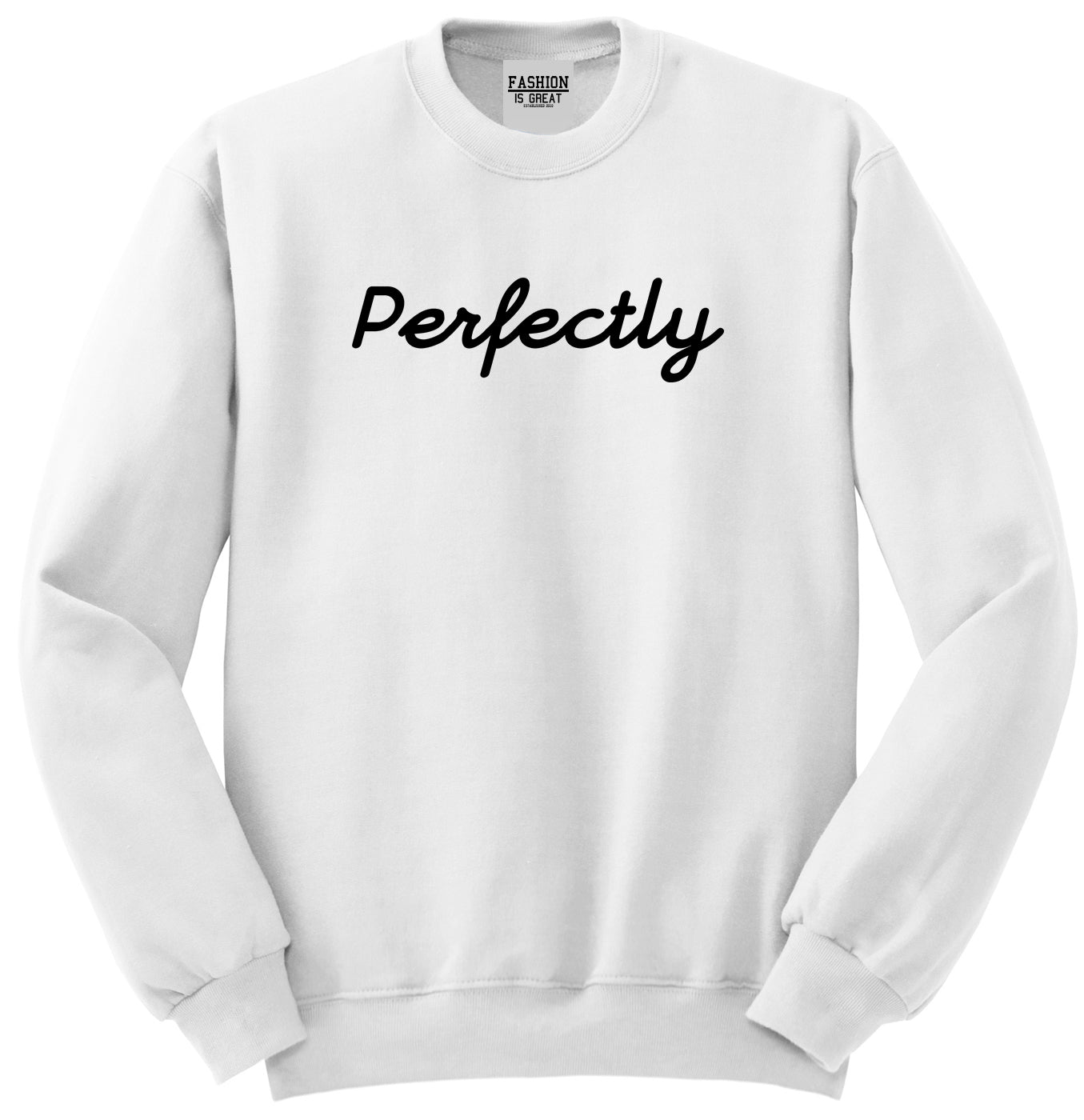 Perfectly Script Chest Unisex Crewneck Sweatshirt White