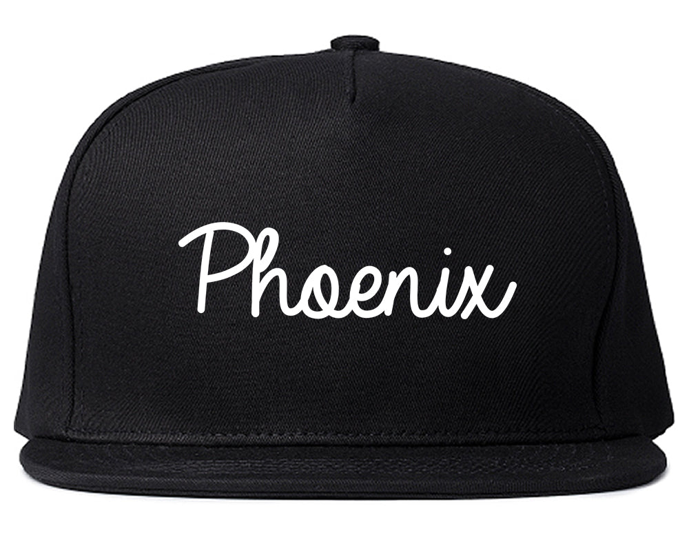 Phoenix Arizona Script Chest Black Snapback Hat