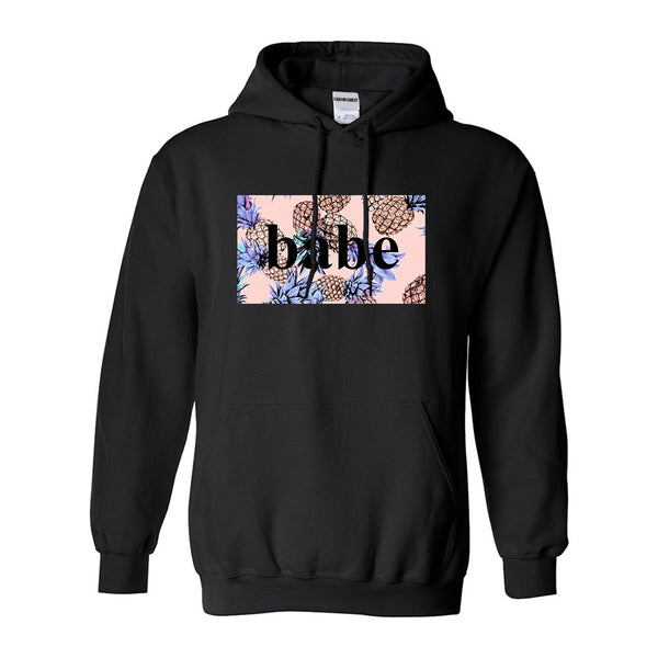 Pineapple Babe Fruit Black Womens Pullover Hoodie