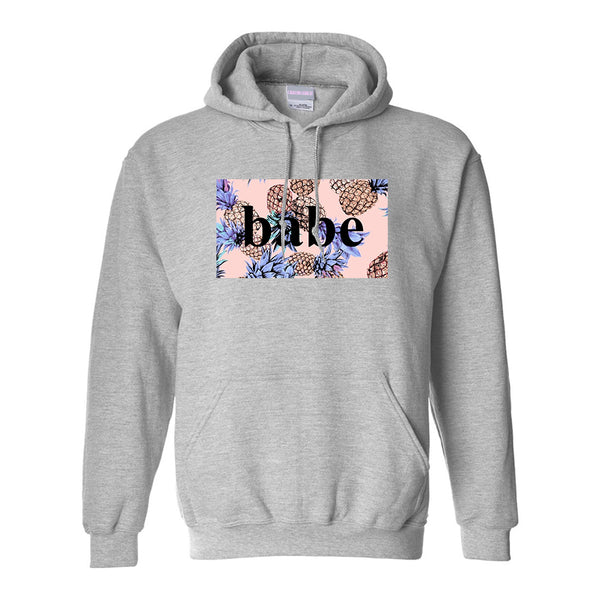 Pineapple Babe Fruit Grey Womens Pullover Hoodie