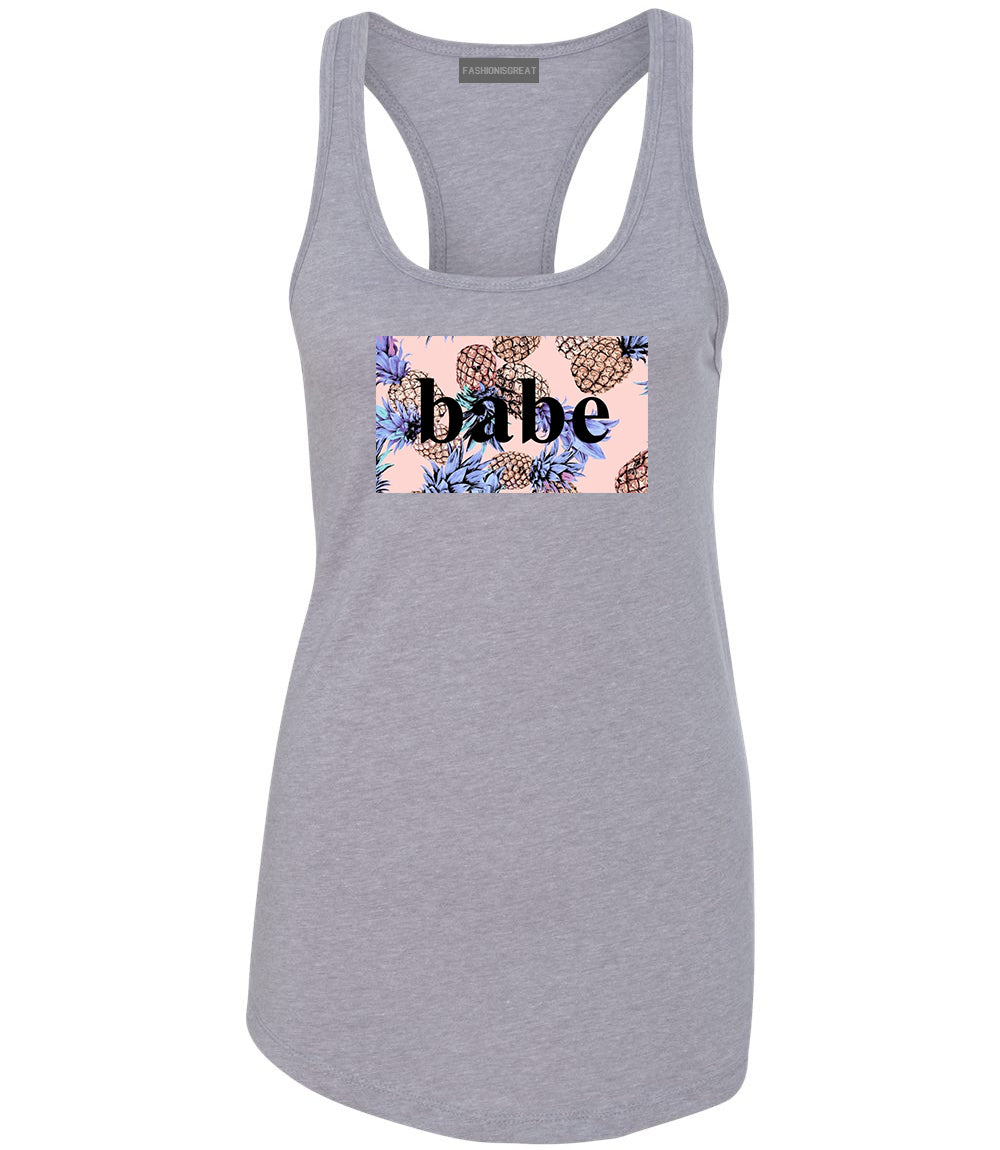 Pineapple Babe Fruit Grey Womens Racerback Tank Top