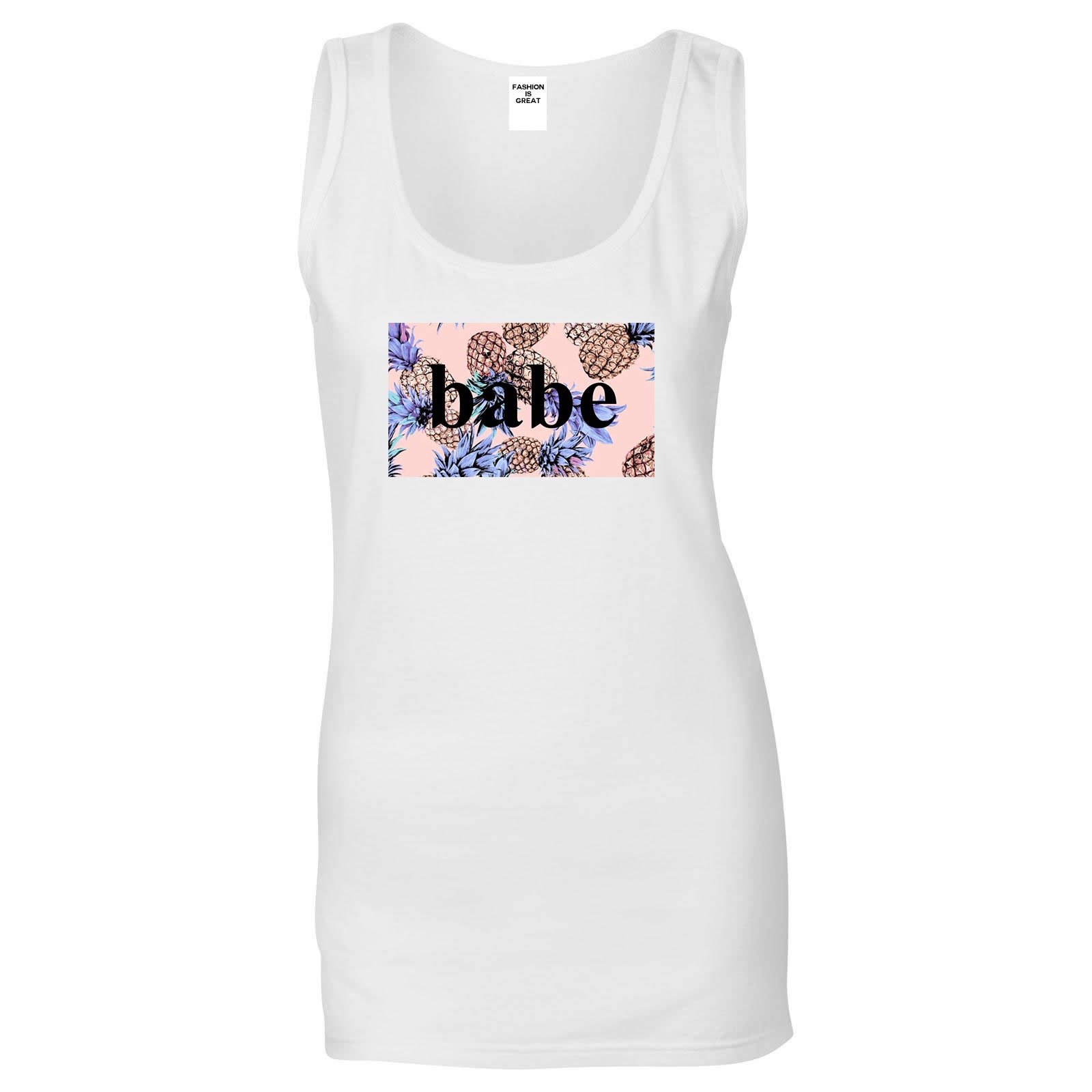 Pineapple Babe Fruit White Womens Tank Top