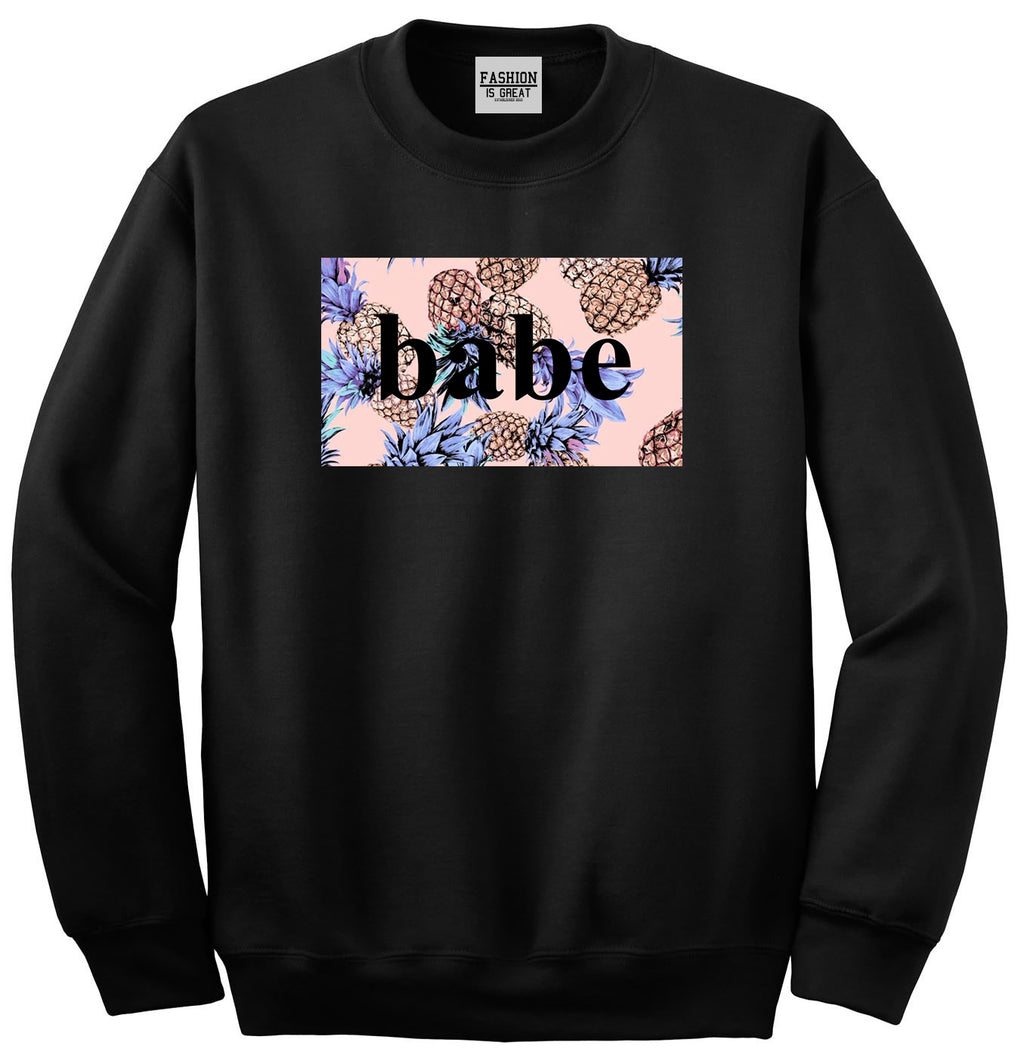 Pineapple Babe Fruit Black Womens Crewneck Sweatshirt