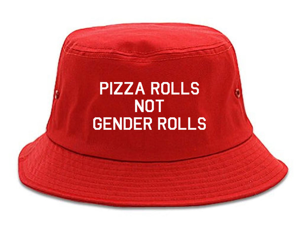 Pizza Rolls Not Gender Rolls red Bucket Hat