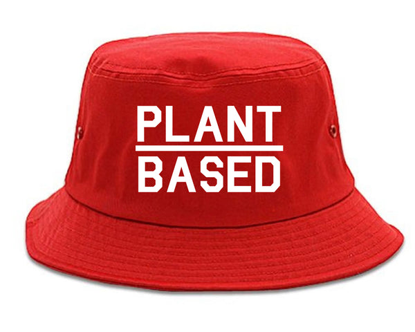 Plant Based Green Vegan red Bucket Hat