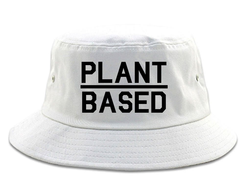 Plant Based Green Vegan white Bucket Hat