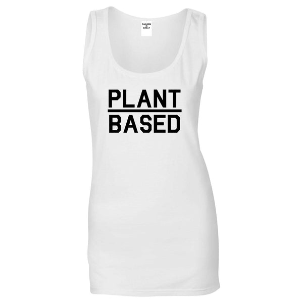 Plant Based Green Vegan White Womens Tank Top