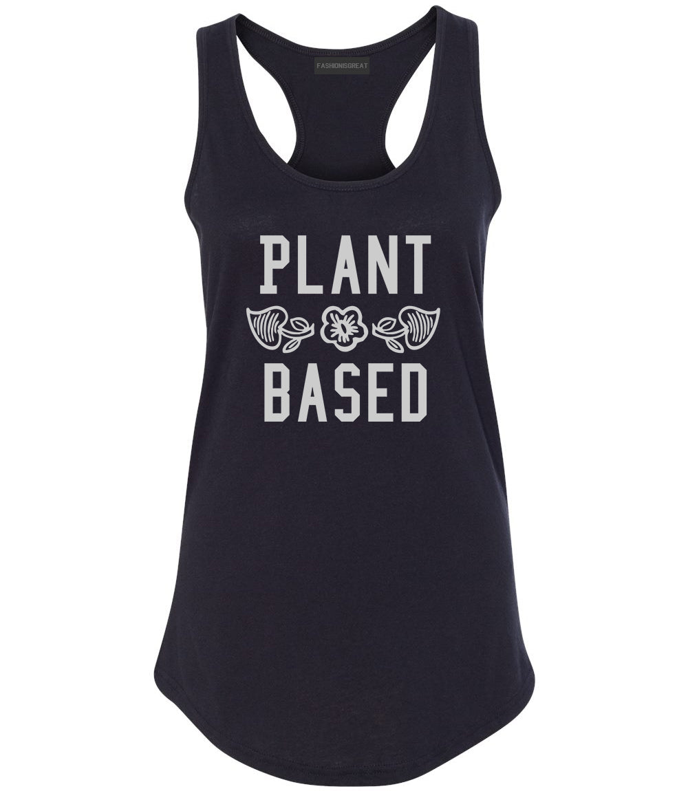 Plant Based Vegan No Meat Black Racerback Tank Top
