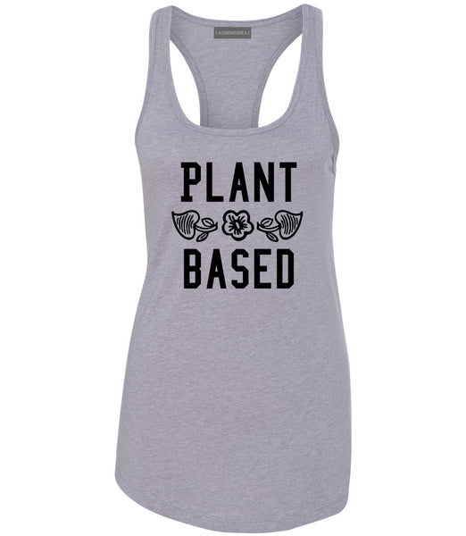 Plant Based Vegan No Meat Grey Racerback Tank Top