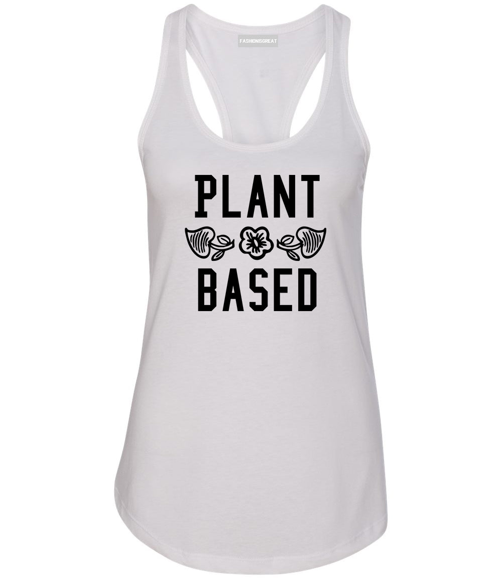 Plant Based Vegan No Meat White Racerback Tank Top