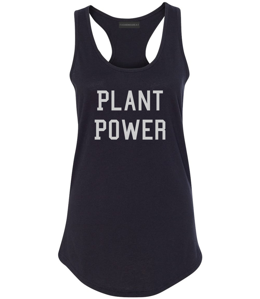 Plant Power Womens Racerback Tank Top Black