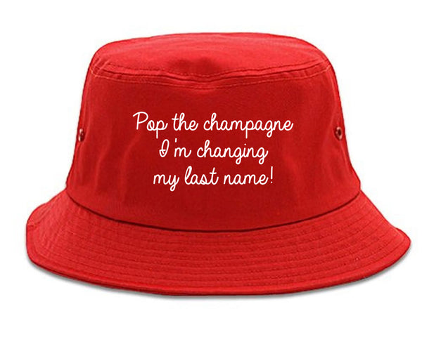 Pop Champagne Last Name Bride red Bucket Hat
