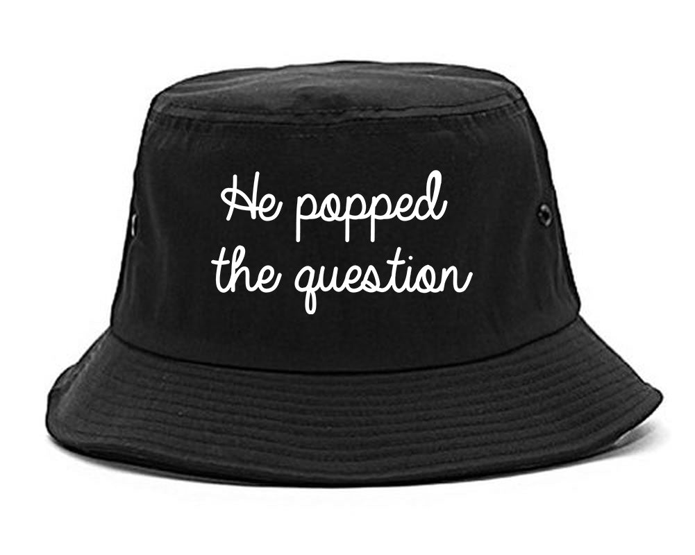 Popped Question Bride Proposal black Bucket Hat