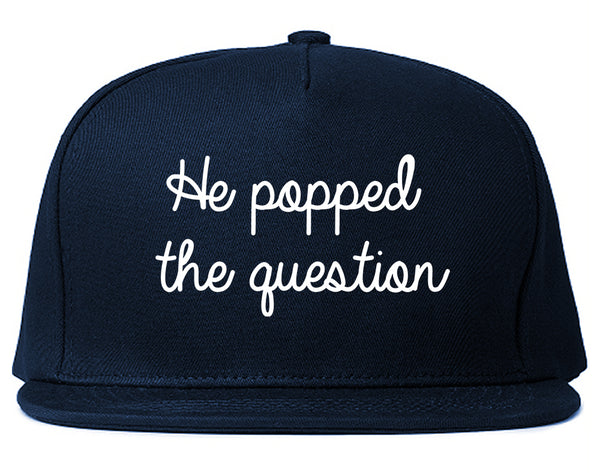 Popped Question Bride Proposal Blue Snapback Hat