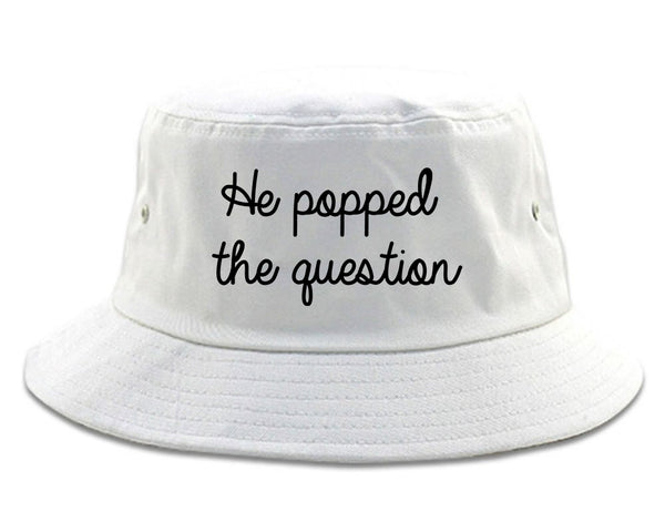 Popped Question Bride Proposal white Bucket Hat