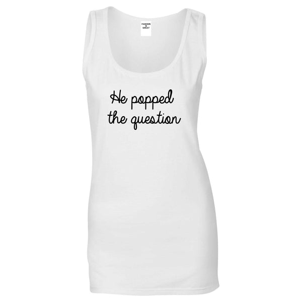 Popped Question Bride Proposal White Womens Tank Top