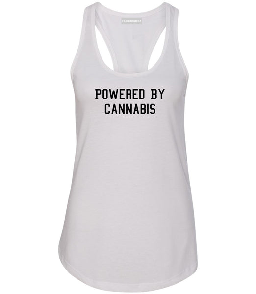 Powered By Cannabis Womens Racerback Tank Top White