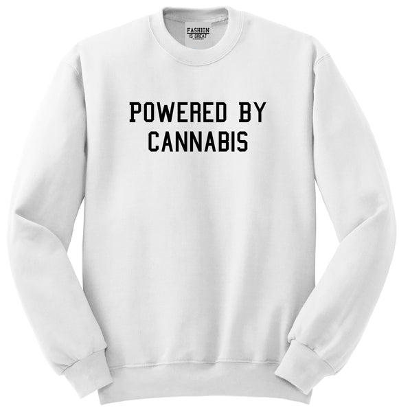 Powered By Cannabis Unisex Crewneck Sweatshirt White