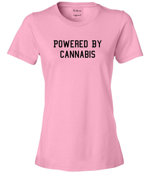 Powered By Cannabis Womens Graphic T-Shirt Pink