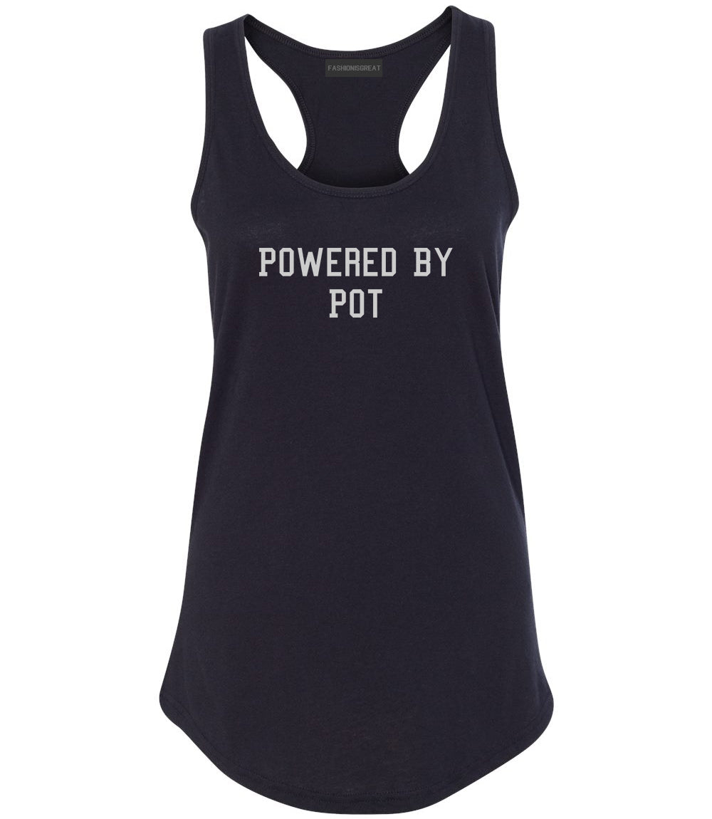 Powered By Pot Womens Racerback Tank Top Black