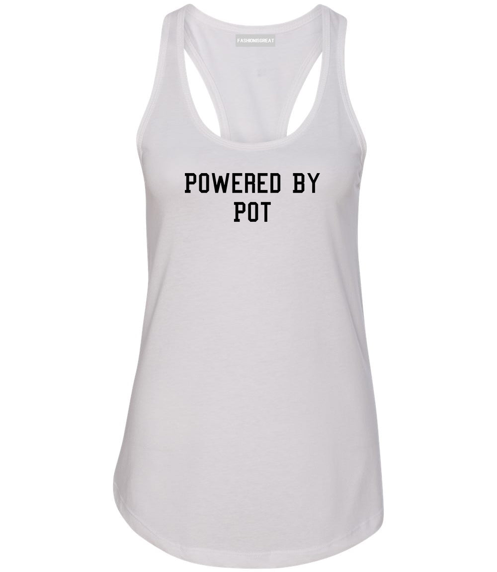 Powered By Pot Womens Racerback Tank Top White