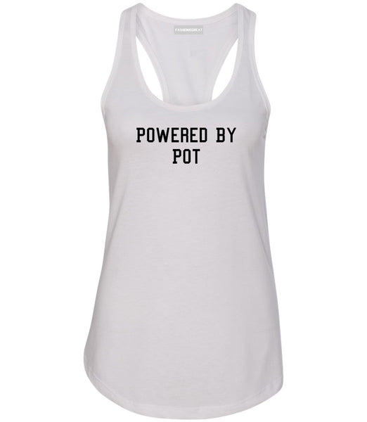 Powered By Pot Womens Racerback Tank Top White