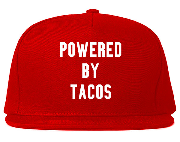 Powered By Tacos Red Snapback Hat