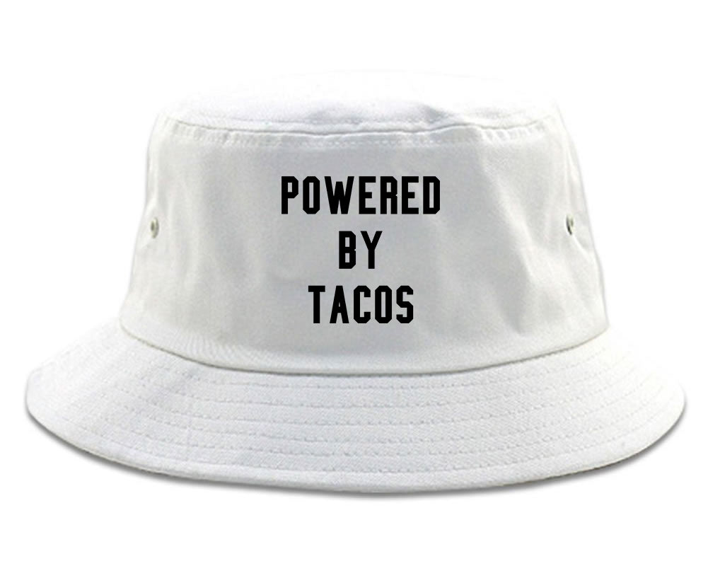 Powered By Tacos White Bucket Hat