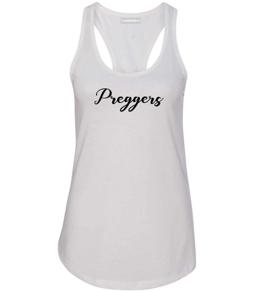 Preggers Pregnant White Womens Racerback Tank Top