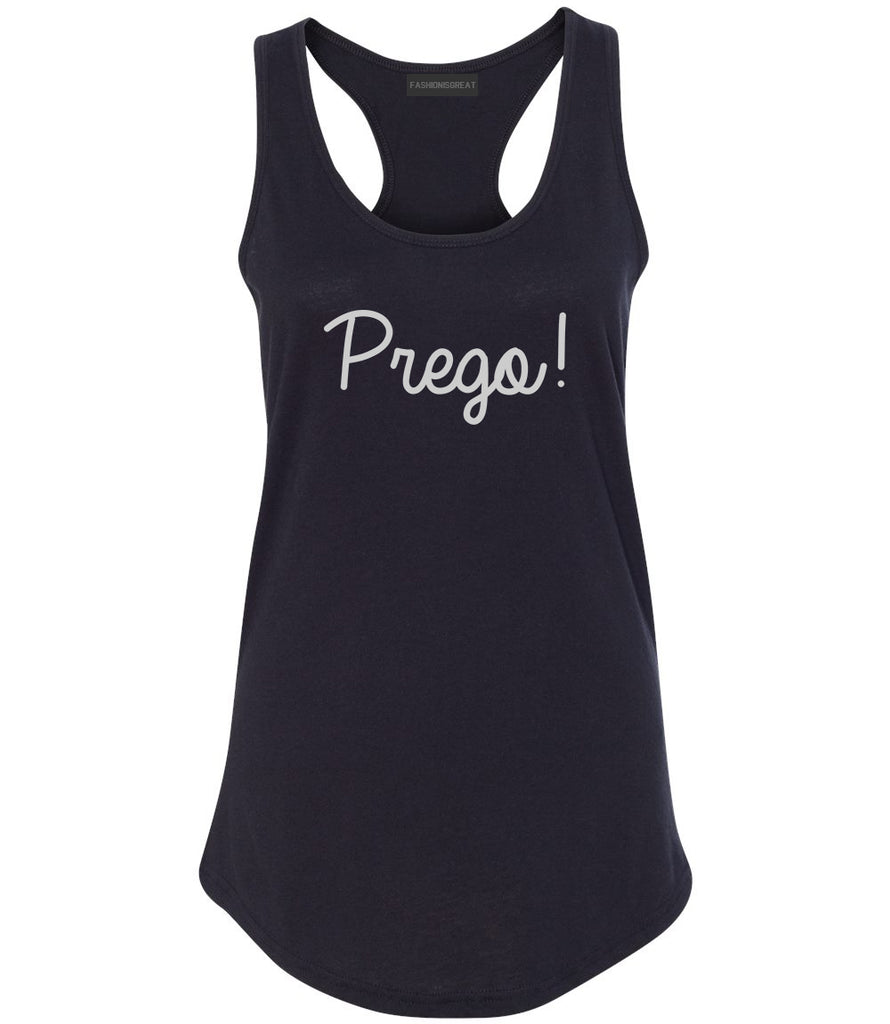 Prego Pregnancy Announcement Womens Racerback Tank Top Black