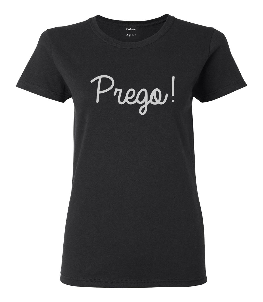 Prego Pregnancy Announcement Womens Graphic T-Shirt Black