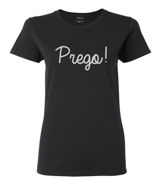 Prego Pregnancy Announcement Womens Graphic T-Shirt Black