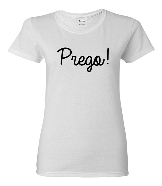 Prego Pregnancy Announcement Womens Graphic T-Shirt White