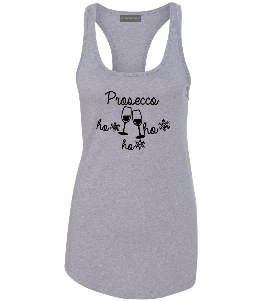 Prosecco Ho Ho Ho Christmas Wine Grey Racerback Tank Top