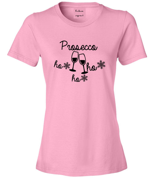 Prosecco Ho Ho Ho Christmas Wine Pink T-Shirt