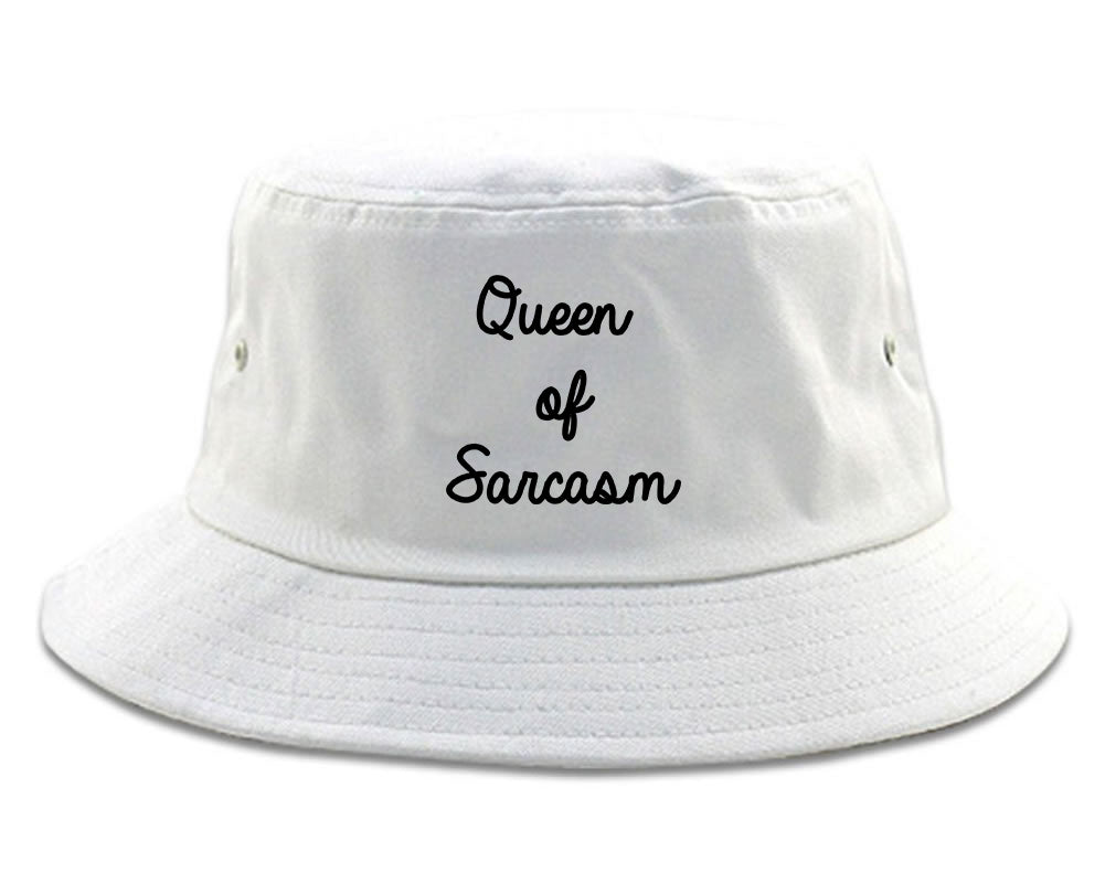 Queen Of Sarcasm White Bucket Hat