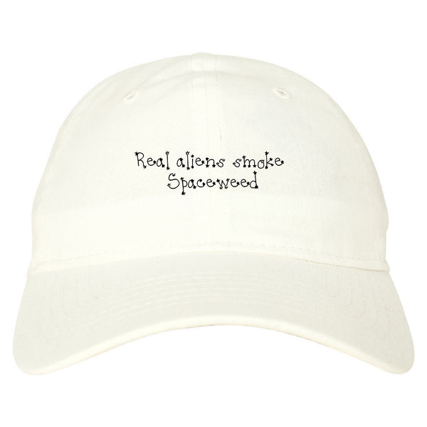 Real Aliens Smoke SpaceWeed Dad Hat White