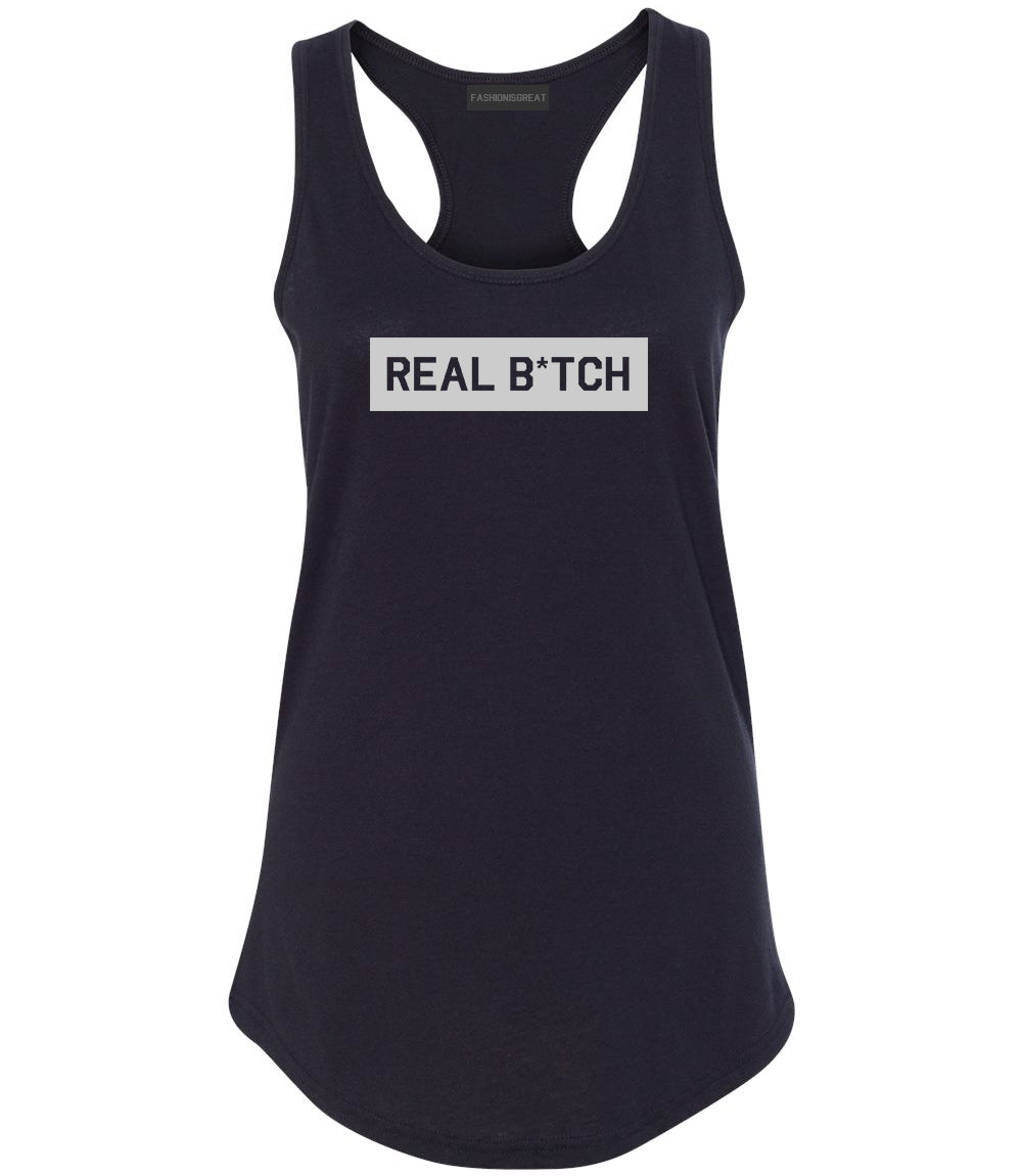 Real Bitch Box Black Womens Racerback Tank Top