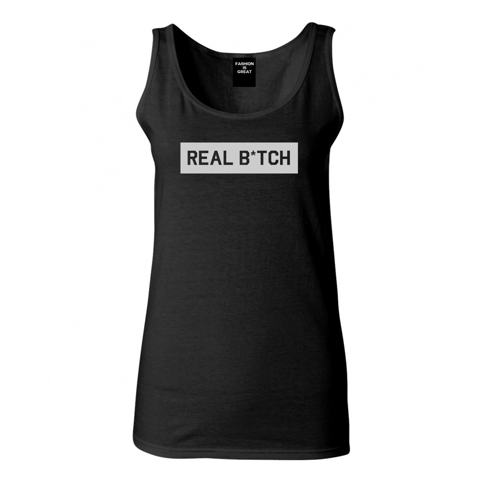 Real Bitch Box Black Womens Tank Top