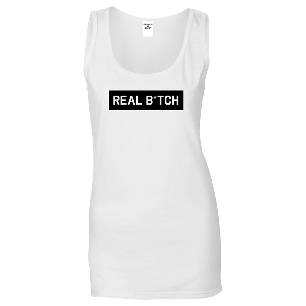 Real Bitch Box White Womens Tank Top