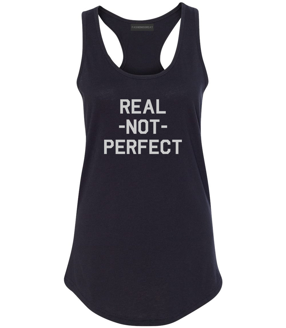 Real Not Perfect Womens Racerback Tank Top Black