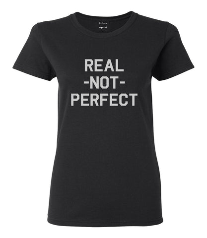 Real Not Perfect Womens Graphic T-Shirt Black