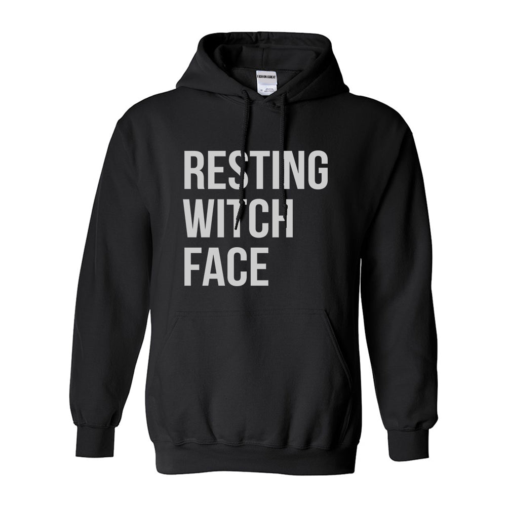 Resting Witch Face Halloween Black Womens Pullover Hoodie