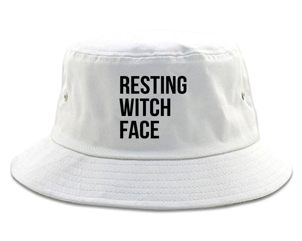 Resting Witch Face Halloween white Bucket Hat