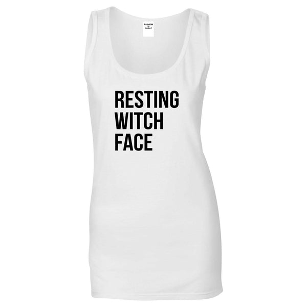 Resting Witch Face Halloween White Womens Tank Top